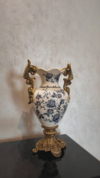 Blue Jay Floral Decorative Vase & Showpiece (Blue Pottery)