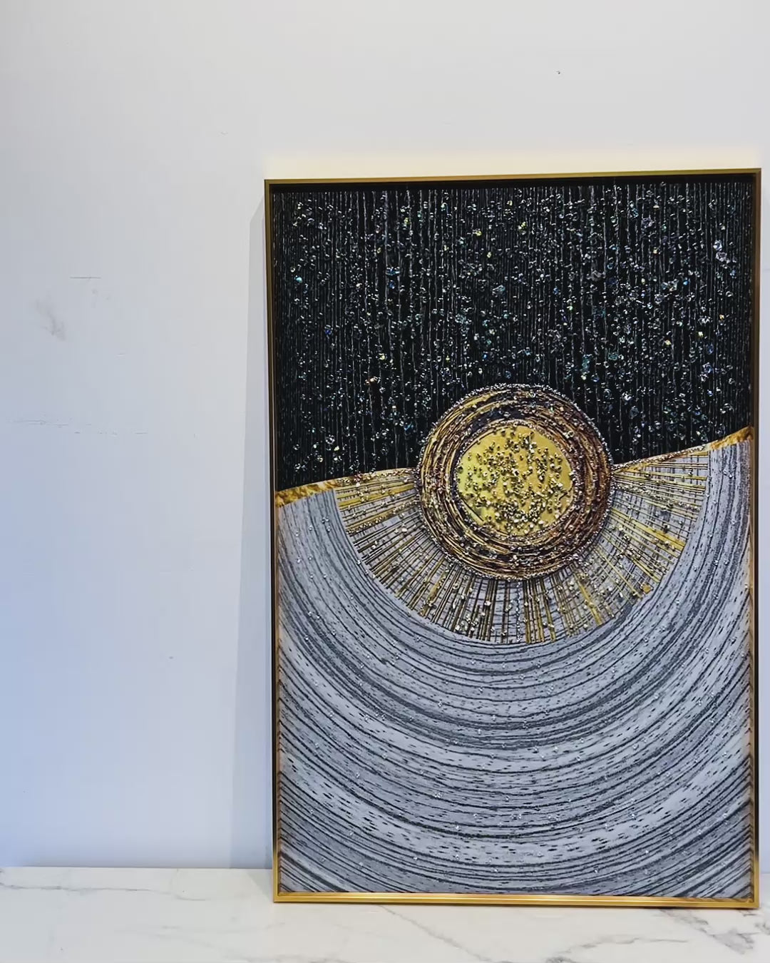 Luminous Orb Crystal Glass Painting