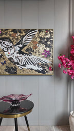 Wings of Grace by PERRY MILOU 100% Hand Wall Painting For Home (With Outer Floater Frame frame) ( 31.5 x 45.5 Inches )