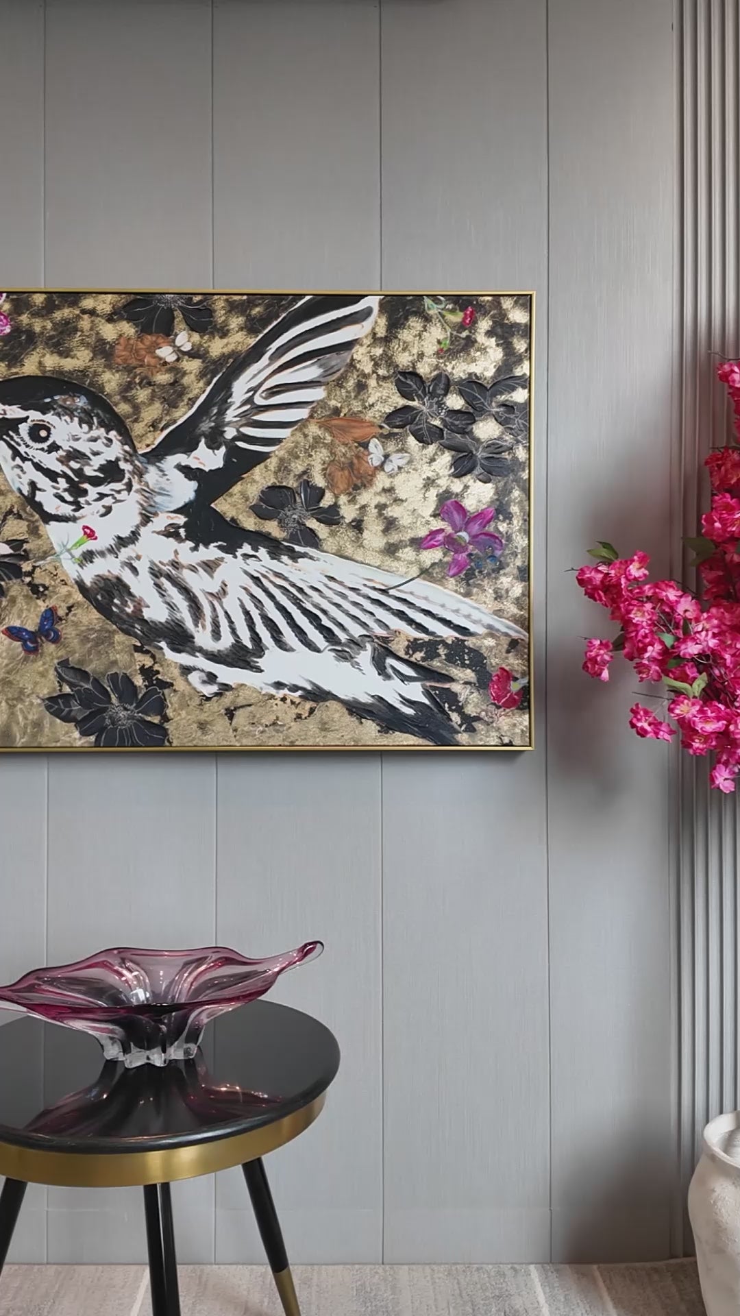 Wings of Grace by PERRY MILOU 100% Hand Wall Painting For Home (With Outer Floater Frame frame) ( 31.5 x 45.5 Inches )