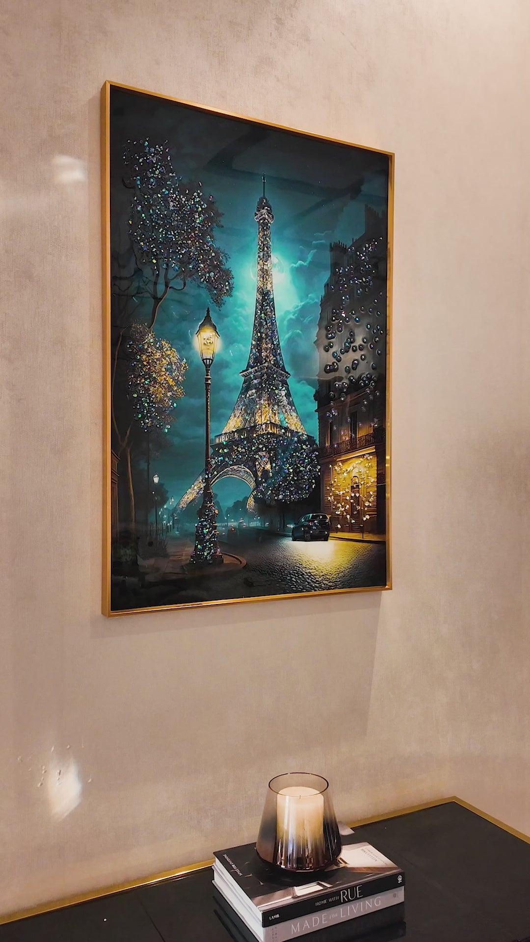 Parisian Skyline of the Eiffel Tower Crystal Glass Painting