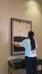 Abstract Gold Symphony Wall Painting For Home ( 47x31.5 Inches )