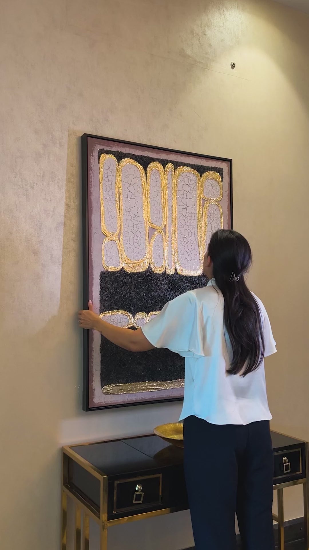 Abstract Gold Symphony Wall Painting For Home ( 47x31.5 Inches )