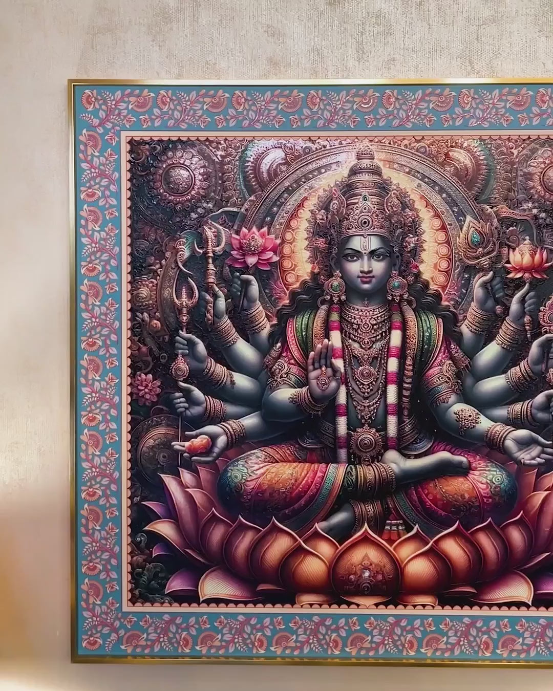 Radiance of Wealth The Goddess Laxmi Painting on Lotus for Home