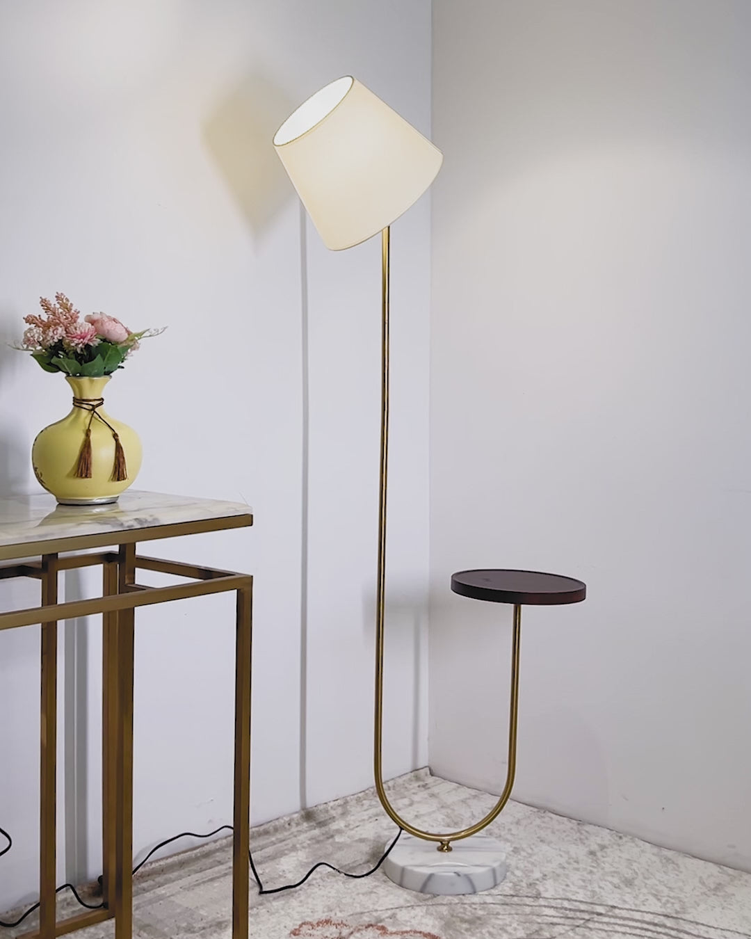 The Stanford Floor Lamp and Accent Table (With Wireless Charging Table)