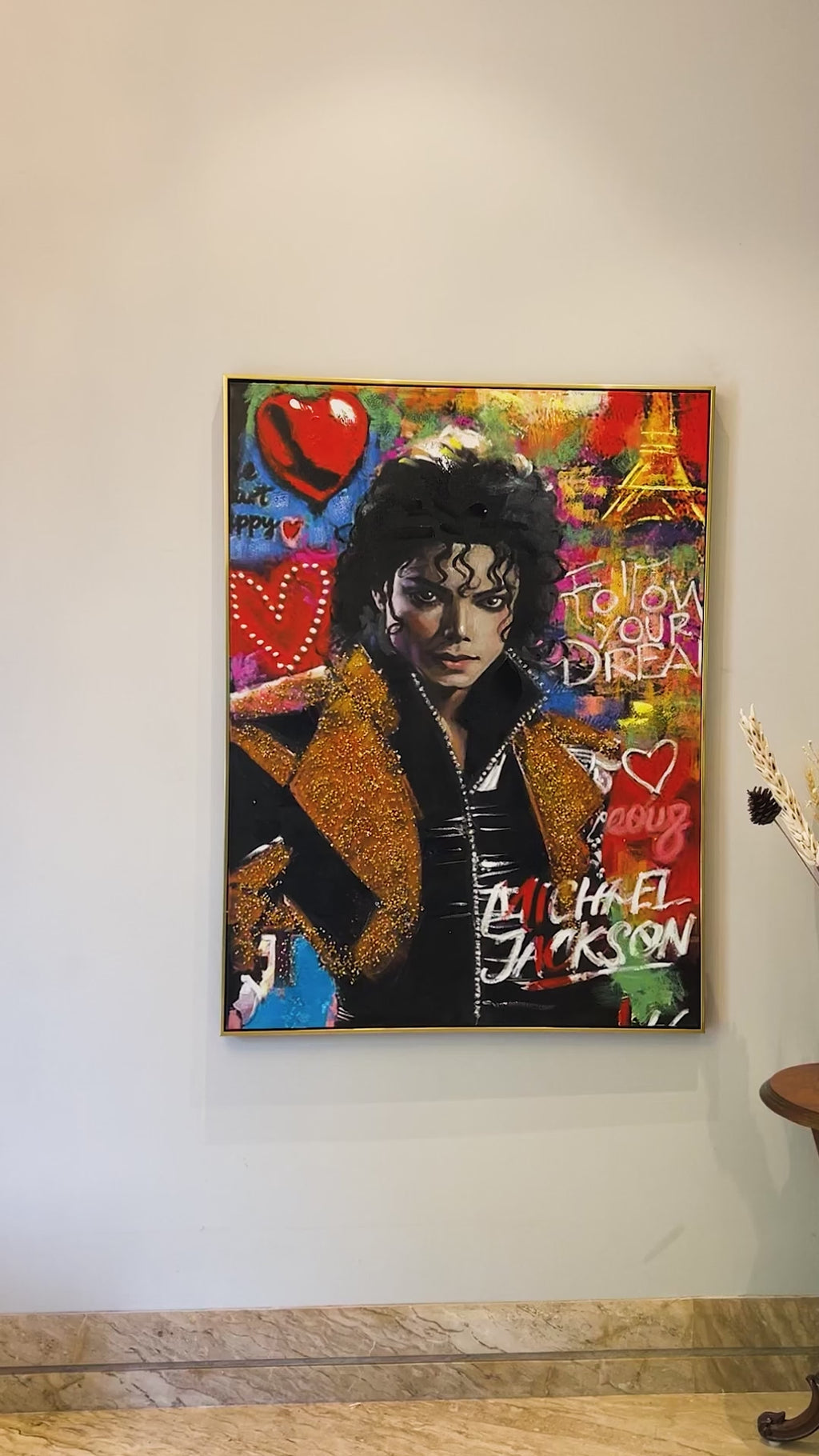 Moonwalk Masterpiece Hand painting painting for home Wall (With Outer Floater Frame) (47x35.5 Inches)