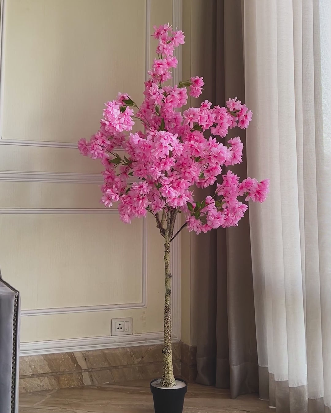 Pink Blossom Odyssey Artificial Indoor Plant For Home - 6 Feet (Natural Feel)