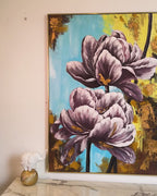 Vibrant Meadow Nature 100% Hand Painted Wall Art Paintings(With outer Floater Frame) (48 x 36 Inches)