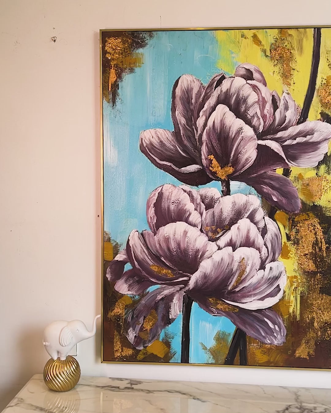 Vibrant Meadow Nature 100% Hand Painted Wall Art Paintings(With outer Floater Frame) (48 x 36 Inches)