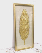 The Golden Feather Shadow Box Wall Decoration Piece - Pair