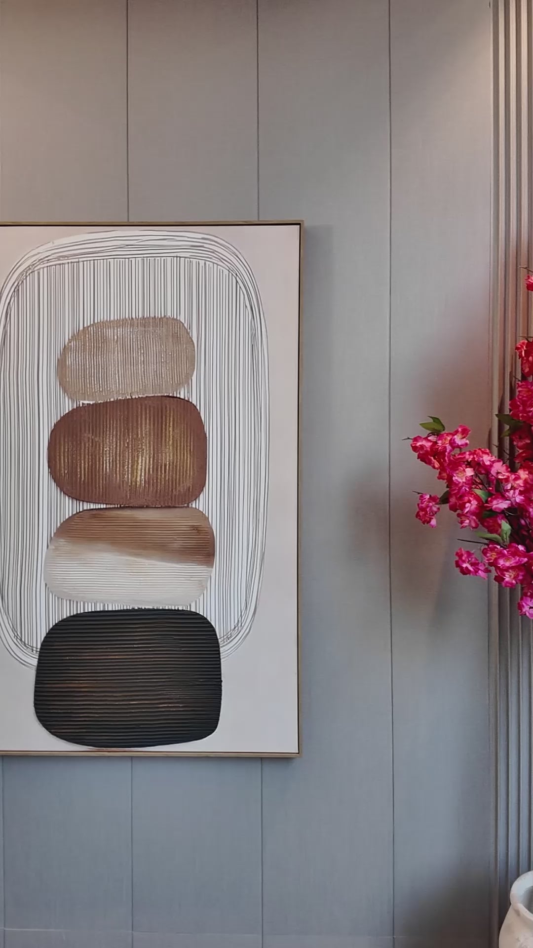 Modern Equilibrium Hand painting for Home & Wall Decoration Item (With Outer Floater Frame) (47x31.5 Inches)