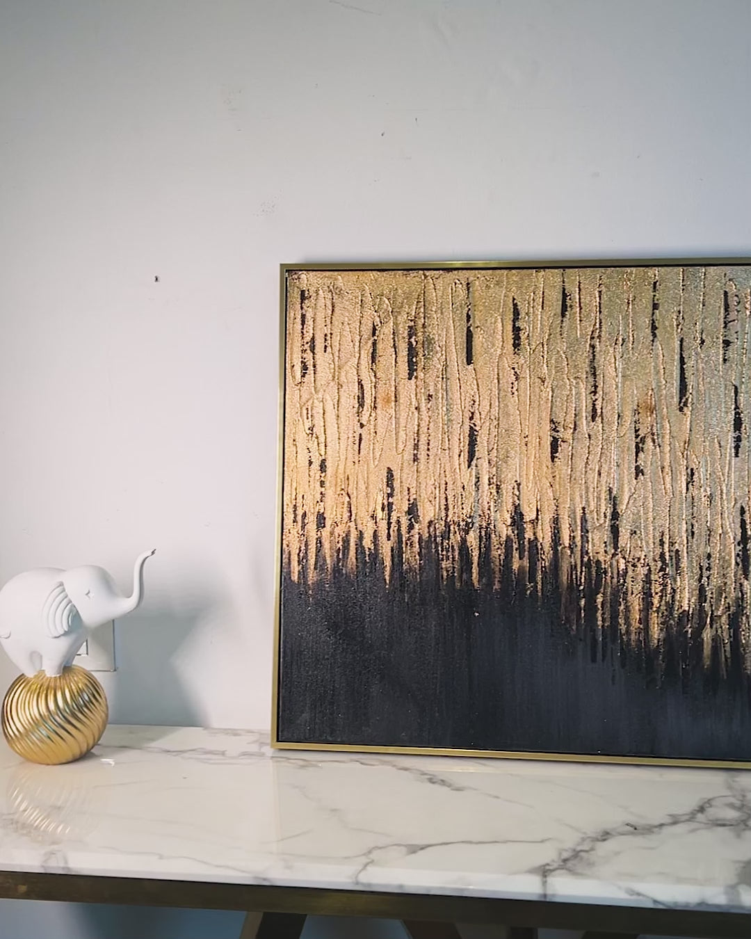 Golden Inspiration  100% Hand Painted Wall Art Paintings (With outer Floater Frame) (24 x 24 Inches)