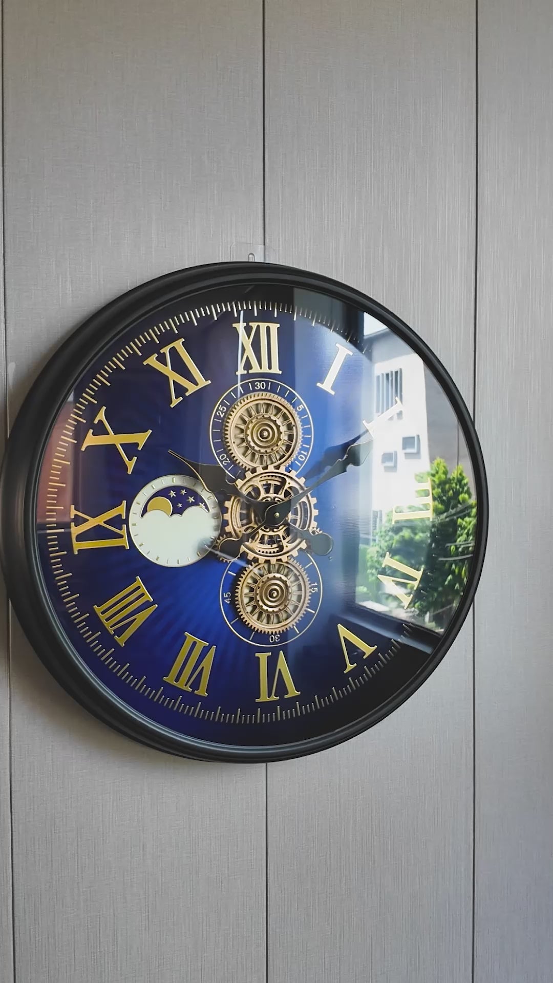 Grand Observatory Luxury Designer Silent Movement Wall Clocks for the Home With Moving Gear Mechanism Buy Wall Clock Online - Blue (Steel Body)