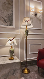 Fiesta Marble Effect Base Decorative Ceramic Floor Lamp (Bird Shade)