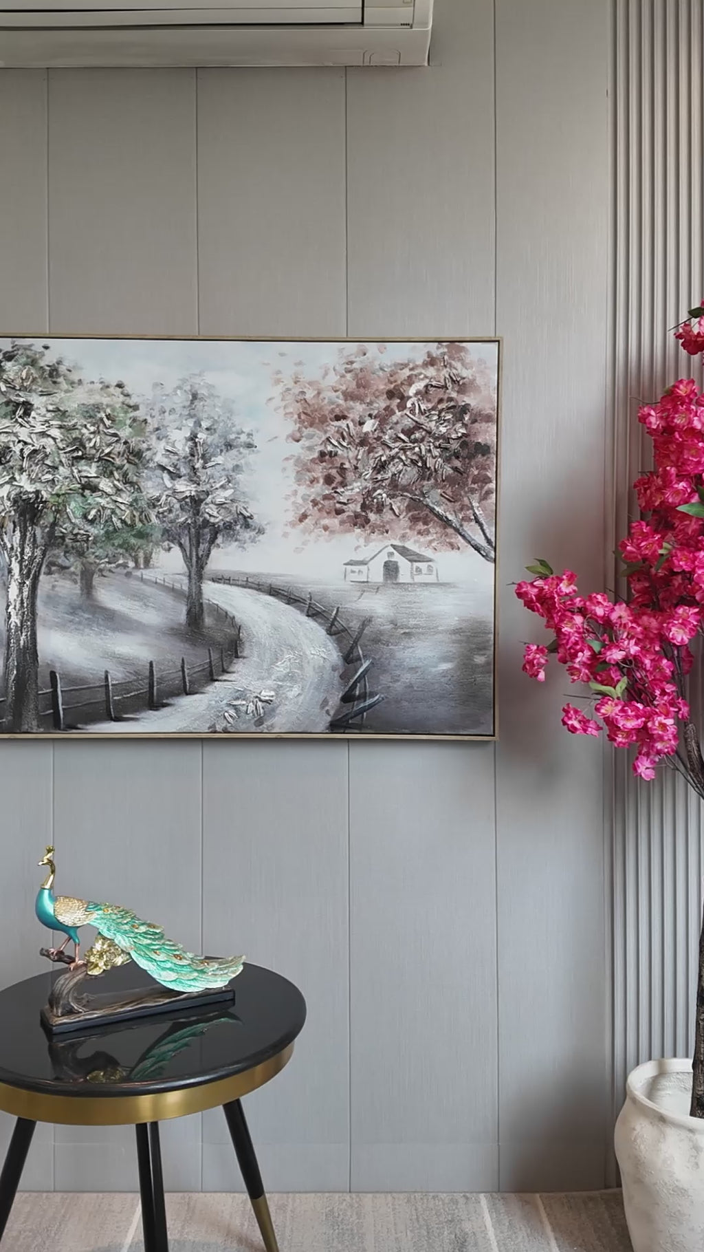 Path Through Nature Hand painting for Home & Wall Decoration Item (With Outer Floater Frame) (47x31.5 Inches)