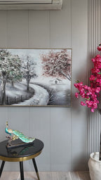 Path Through Nature Hand painting for Home & Wall Decoration Item (With Outer Floater Frame) (47x31.5 Inches)