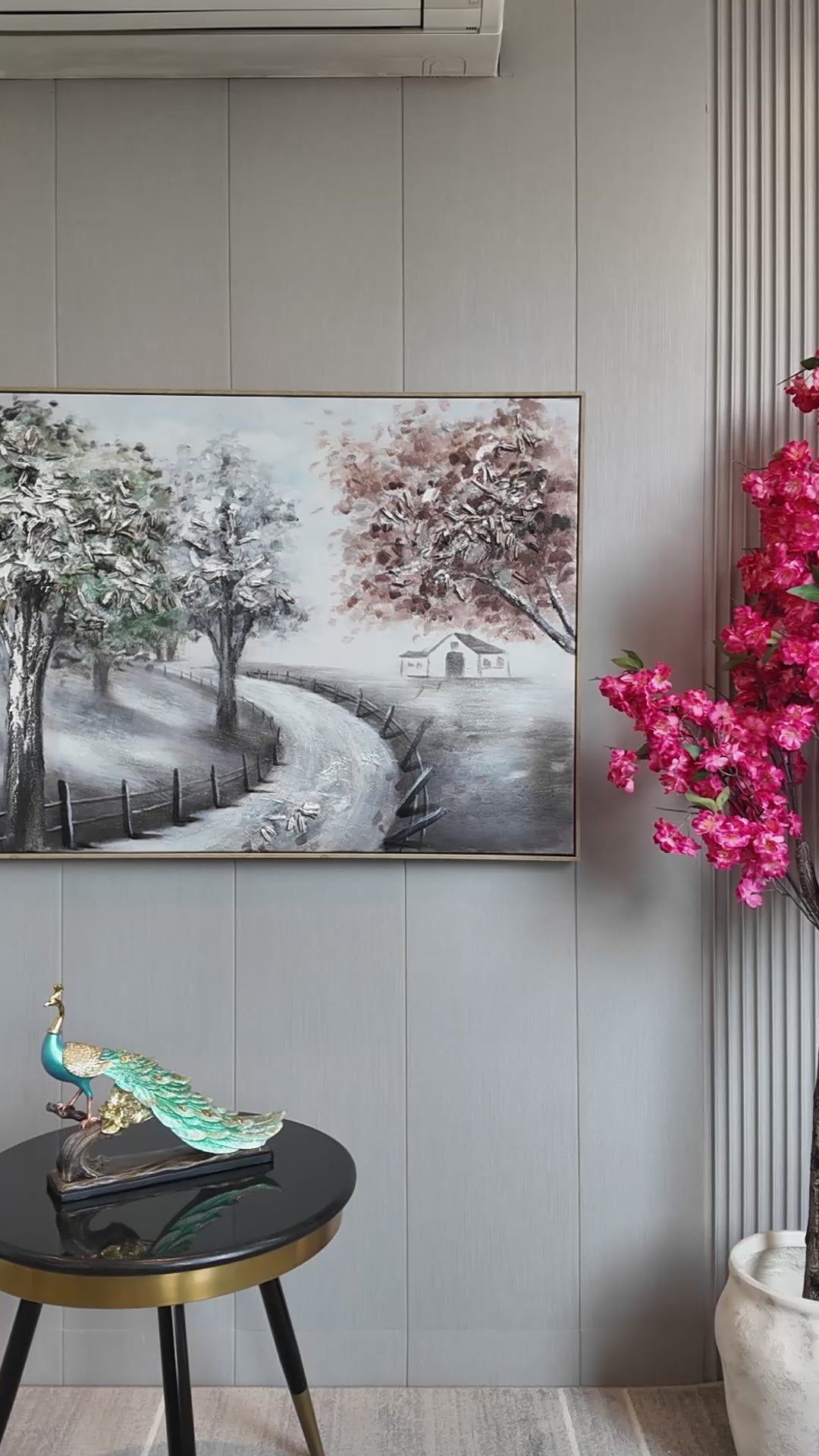 Path Through Nature Hand painting for Home & Wall Decoration Item (With Outer Floater Frame) (47x31.5 Inches)