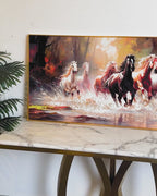 Strength of the Seven Running Horses Crystal Glass Painting for Wall Art