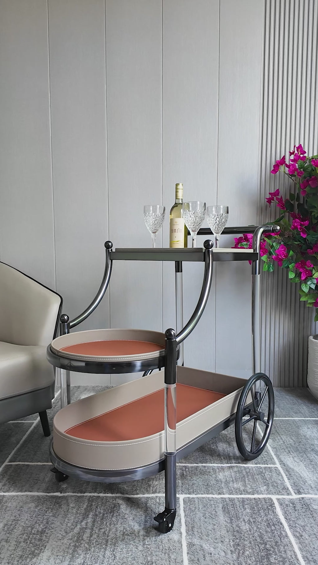 Elvane Bar Cart with Wheels