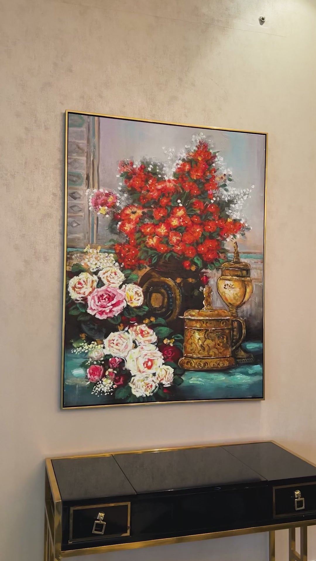 Blossom and Glory 100% Hand Painted Wall Painting & Wall Decor Item (With outer Floater Frame)  (47x35.5 Inches)