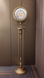 Classic Crown Luxury Designer Silent Movement Standing Clock With Moving Gear Mechanism (Steel Body) (With Light & Remote)