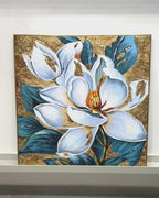 Flower Power Handpainted Wall Paintings For Living Room & Wall Decoration Items (With outer Floater Frame) (40 x 40 Inches)