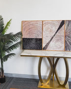 Rising Sun Crystal Glass Painting - Set of 3 (Black & Gold)