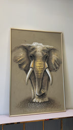 Tusks of Elephant Tranquility Hand painting painting for home Wall (With Outer Floater Frame) (59x39 Inches)