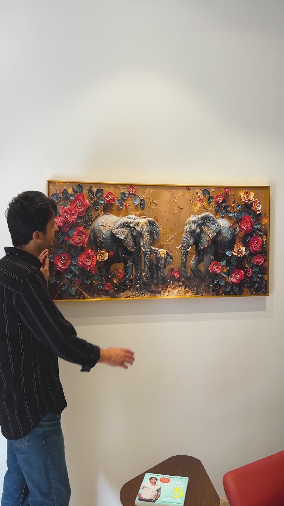Elephant Garden Crystal Glass Decorative Wall painting Art