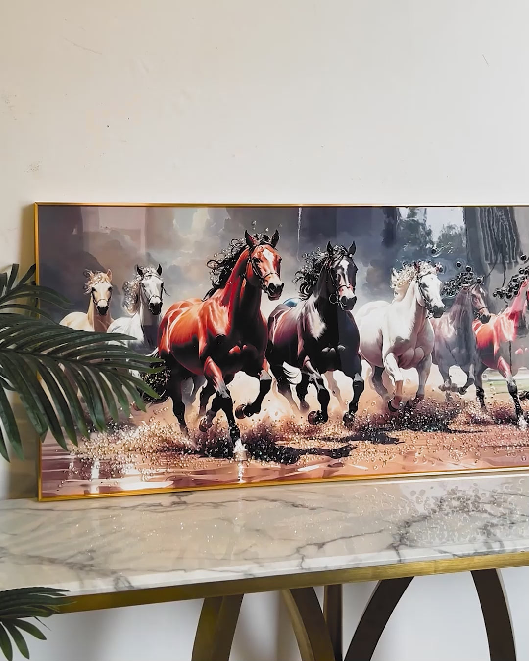 Triumph of The Seven Running Horse Crystal Glass Wall painting Bedroom