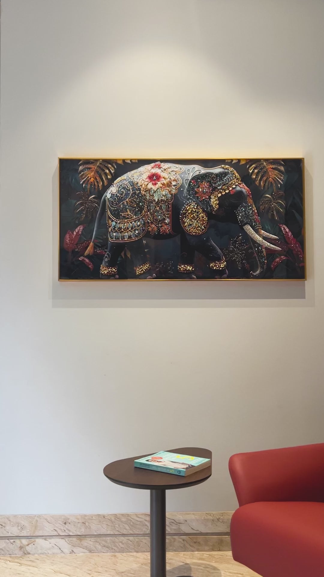Royal Majestic Elephant Crystal Glass Painting & Wall Decoration Items