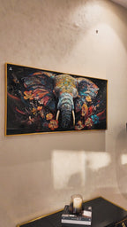 Elephant Symphony Crystal Glass Painting