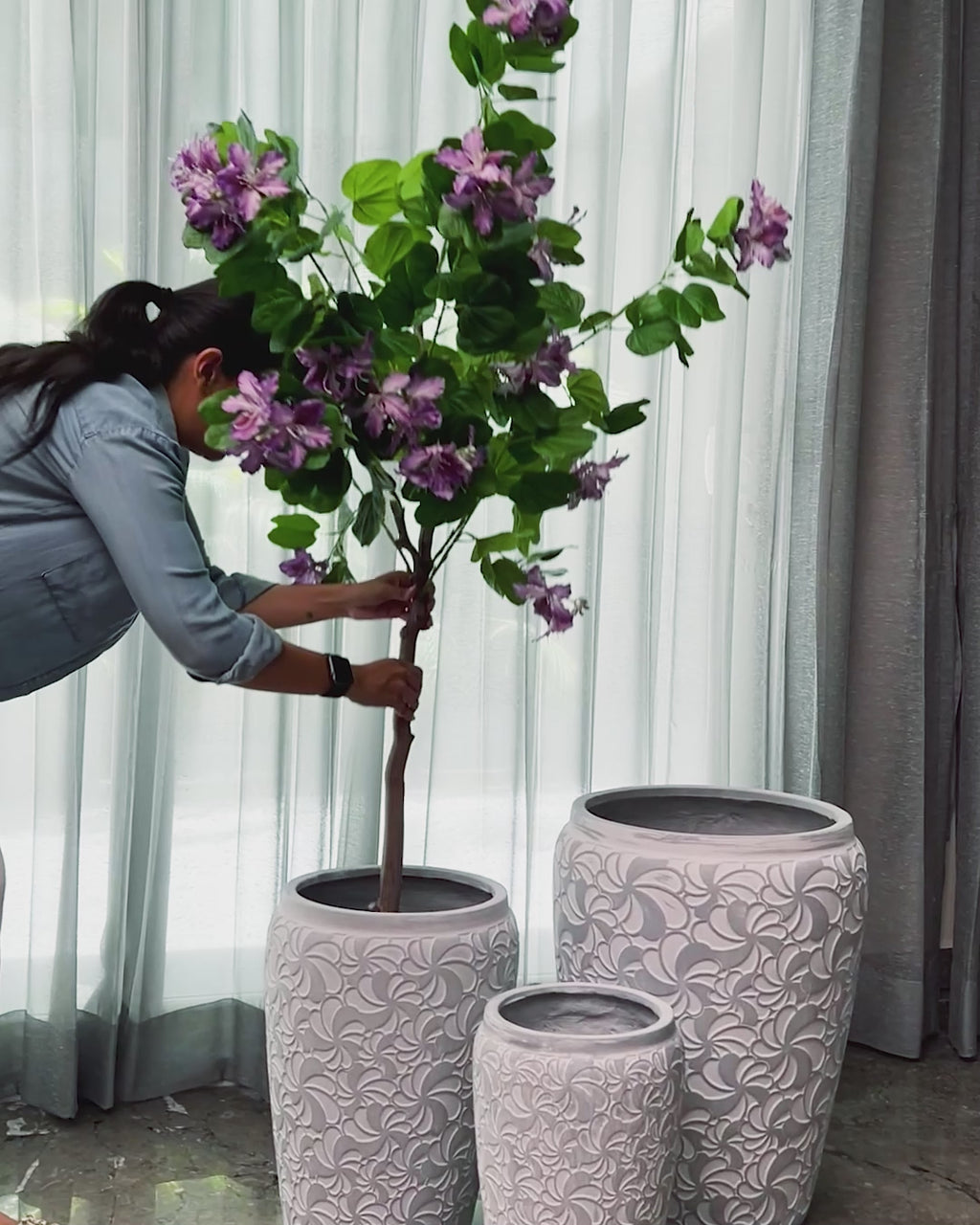 Whirlwind Flower Indoor Planters For Home - Set of 2