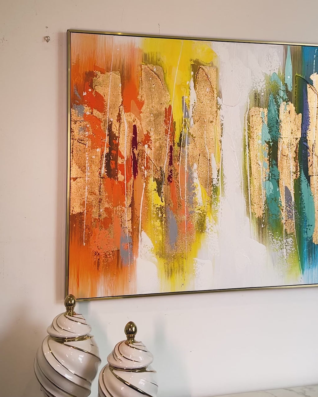 Its a Colourful World Abstract 100% Hand Painted Abstract Paintings (With Outer Floater Frame)( 36 x 48 Inches)