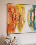 Its a Colourful World Abstract 100% Hand Painted Abstract Paintings (With Outer Floater Frame)( 36 x 48 Inches)
