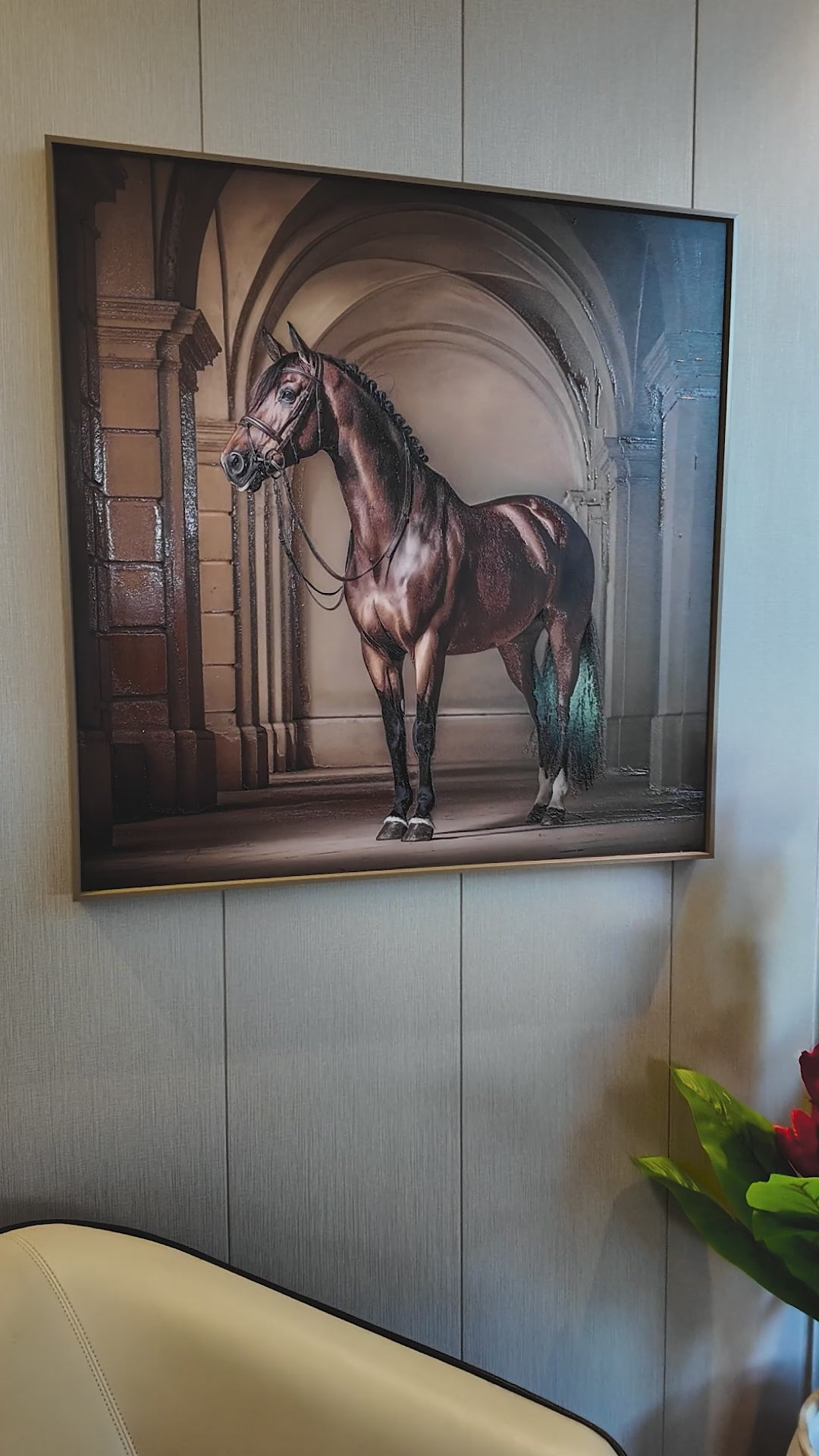 The Royal Stallion Embossed Wall Painting for Home & Item for Wall Decoration ( 31.5 x 31.5 Inches )