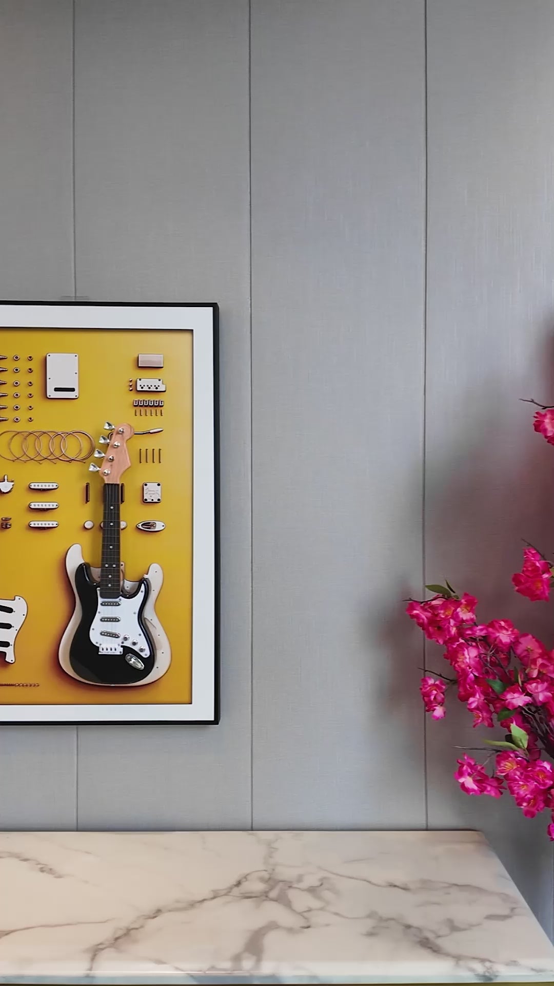 The Guitar Blueprint Pop Art Shadow Box & Wall Decoration Item