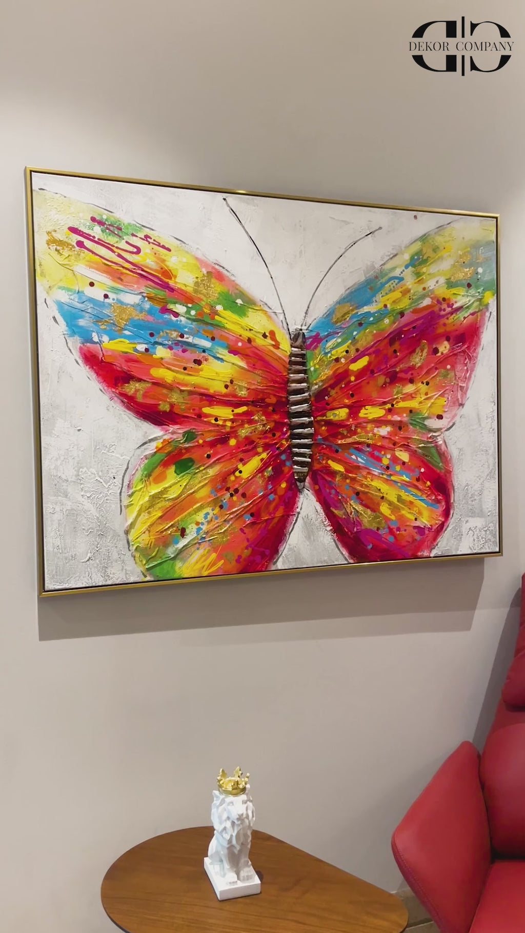 Colorful Butterfly 100% Hand Wall Painting For Home (outer Floater Frame ) (48 x 36 Inches)