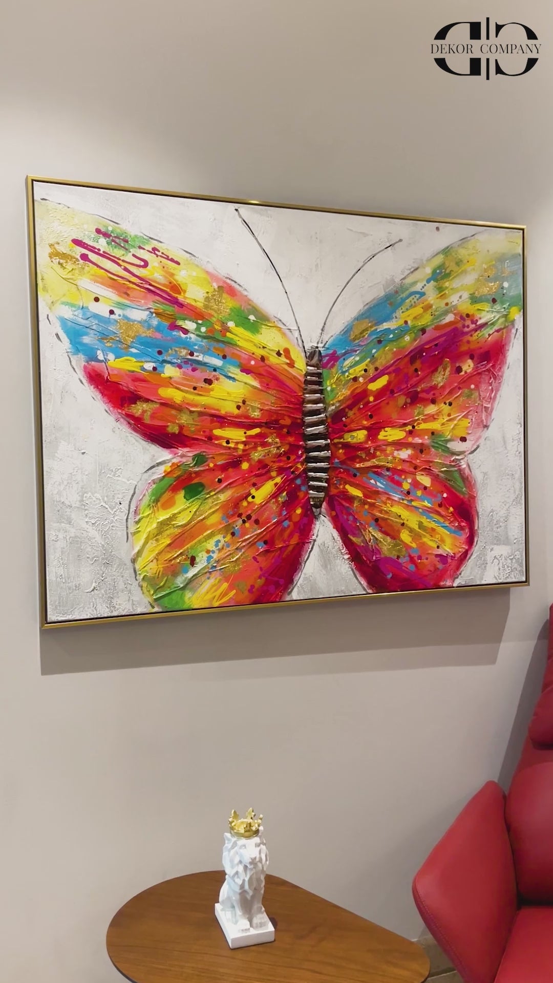 Colorful Butterfly 100% Hand Wall Painting For Home (outer Floater Frame ) (48 x 36 Inches)