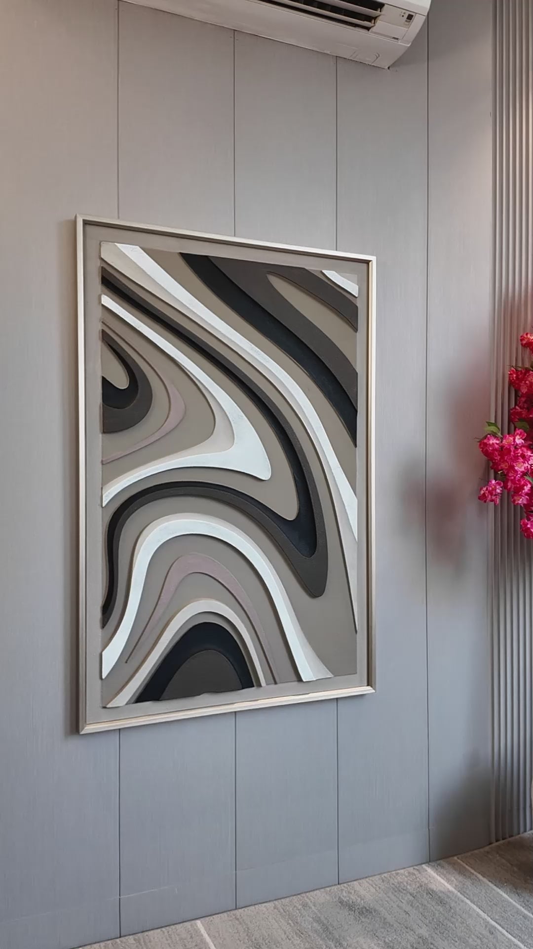Earthbound Flow Hand painting for Home Wall (With Outer Floater Frame) (47x31.5 Inches)