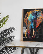 Elephant Oasis Crystal Glass Decorative Colorful Wall Painting for Home Wall