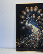 Majestic Peacock Elegance Crystal Glass Framed Wall Paintings For Home & Wall Decoration items