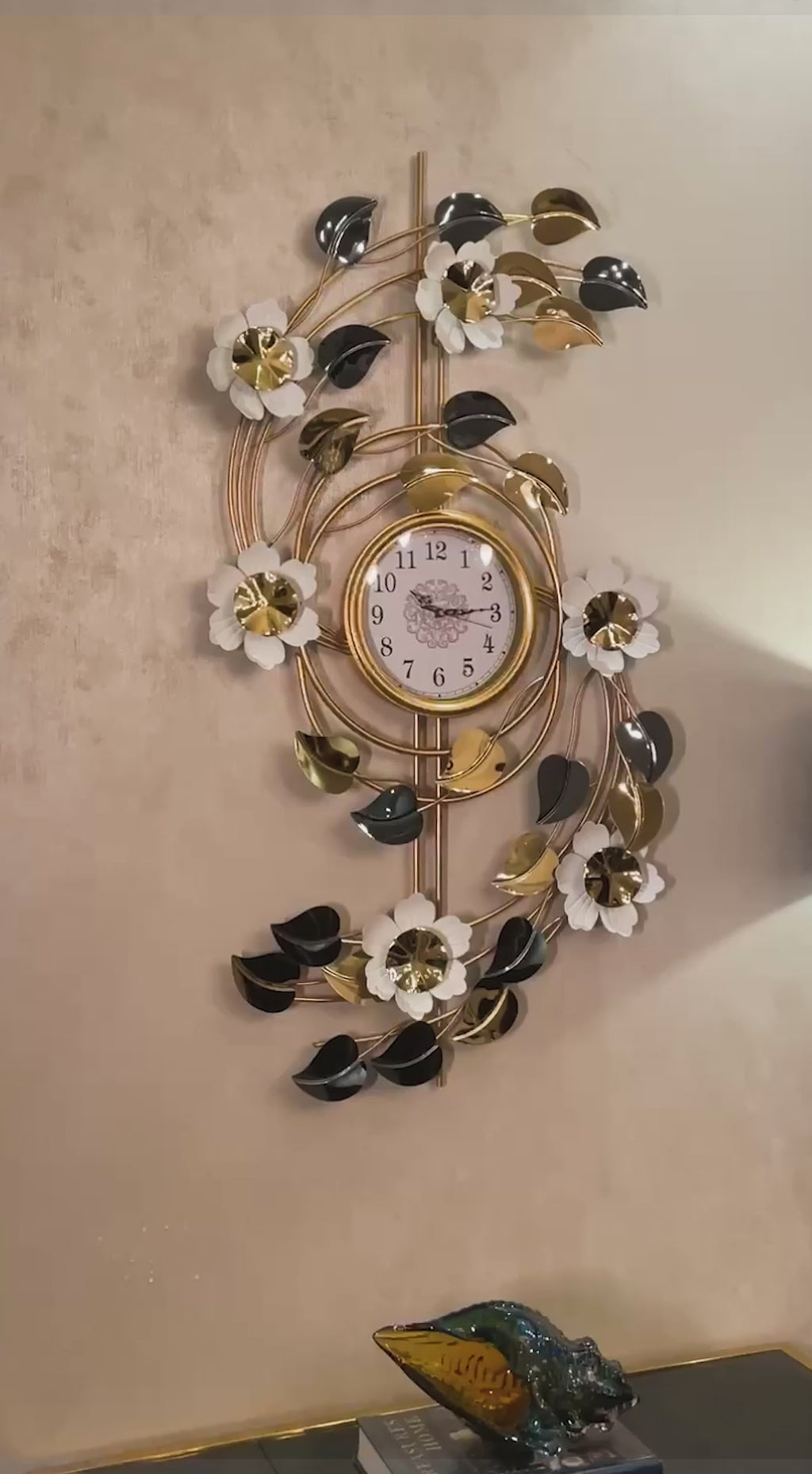 Golden Garden Metal Wall Art Clock