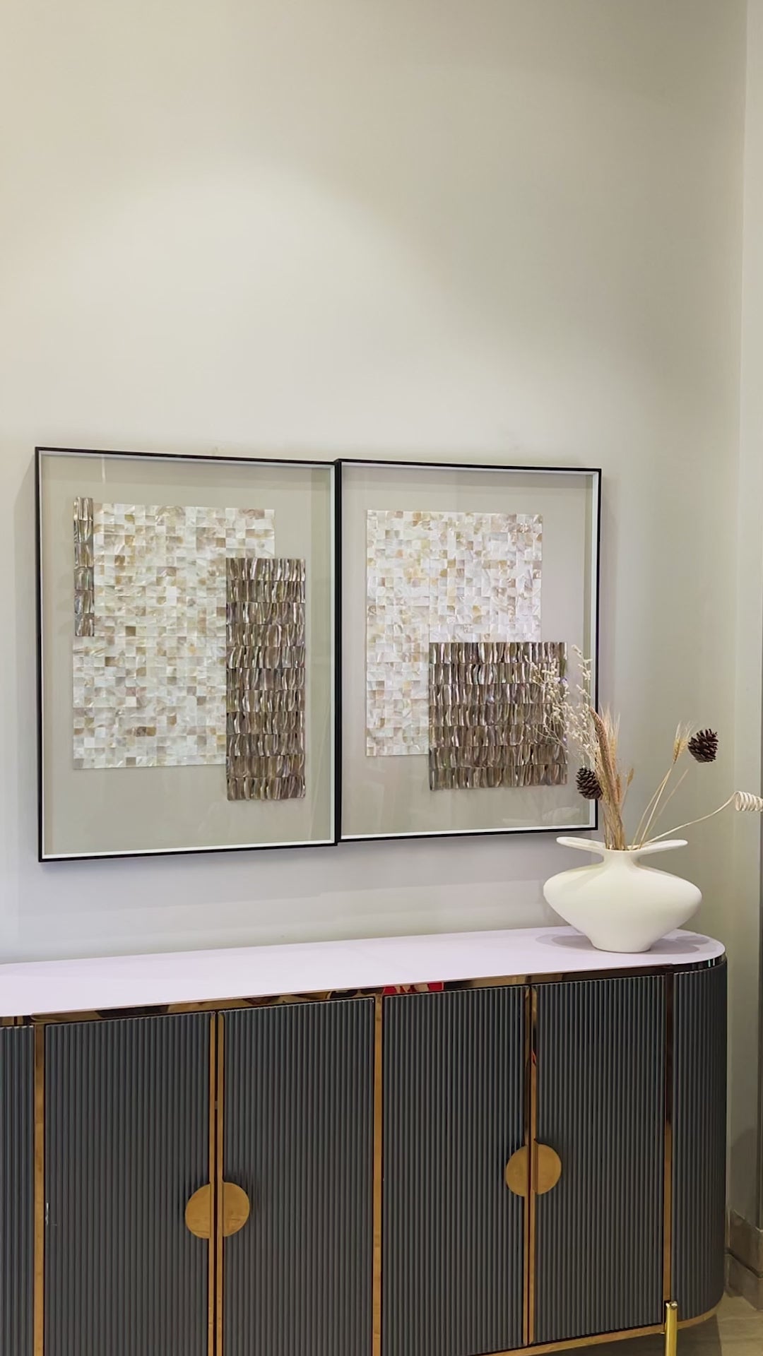 Shell Wave Wall Art Shadow Box & Wall Decoration Item - Set of 2