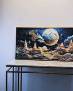 Full Moon Night Crystal Glass Nature Painting