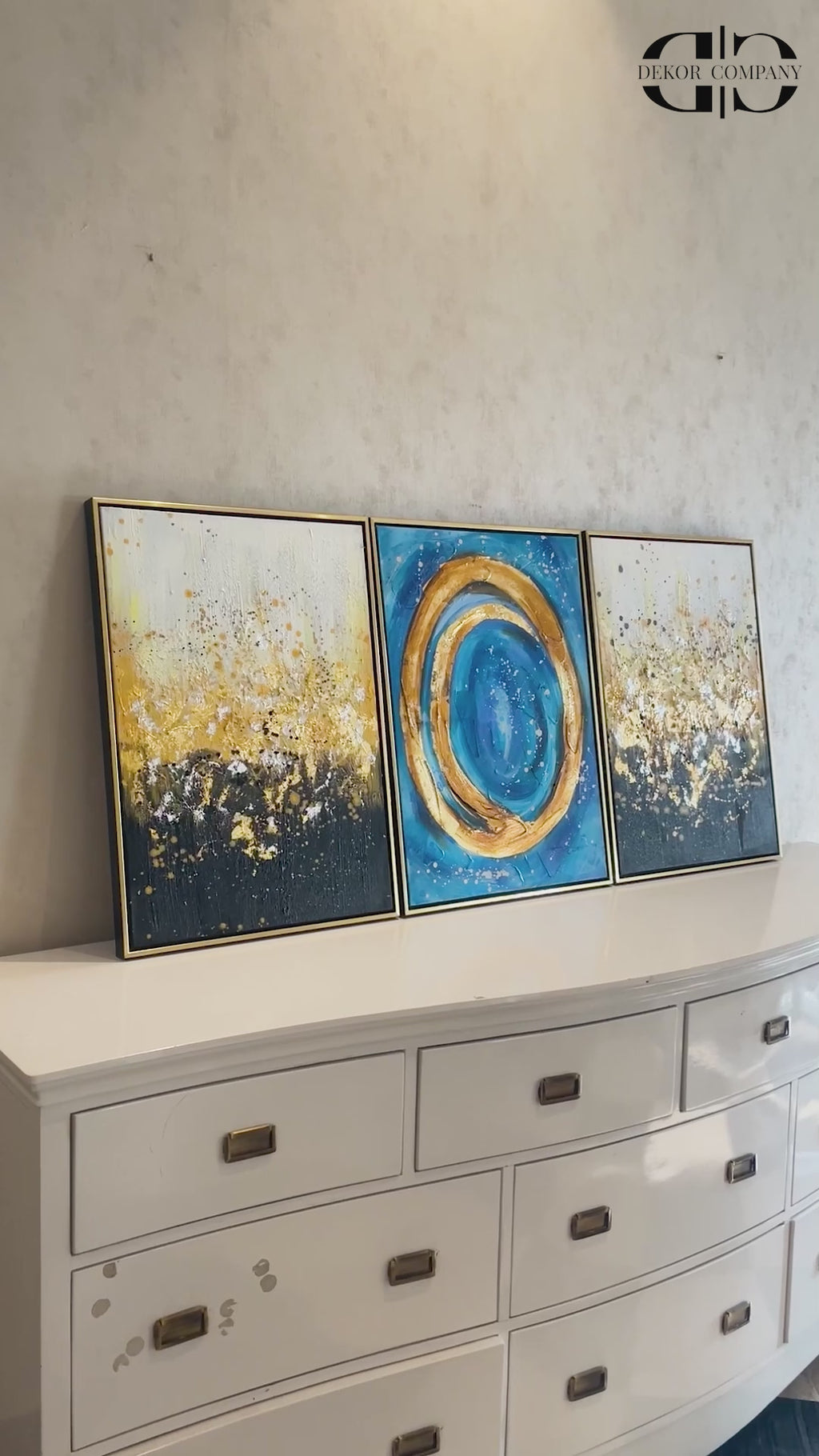 Starry Skies 100% Hand Painted Wall Paintings for Home (With outer Floater Frame) - Set of 3