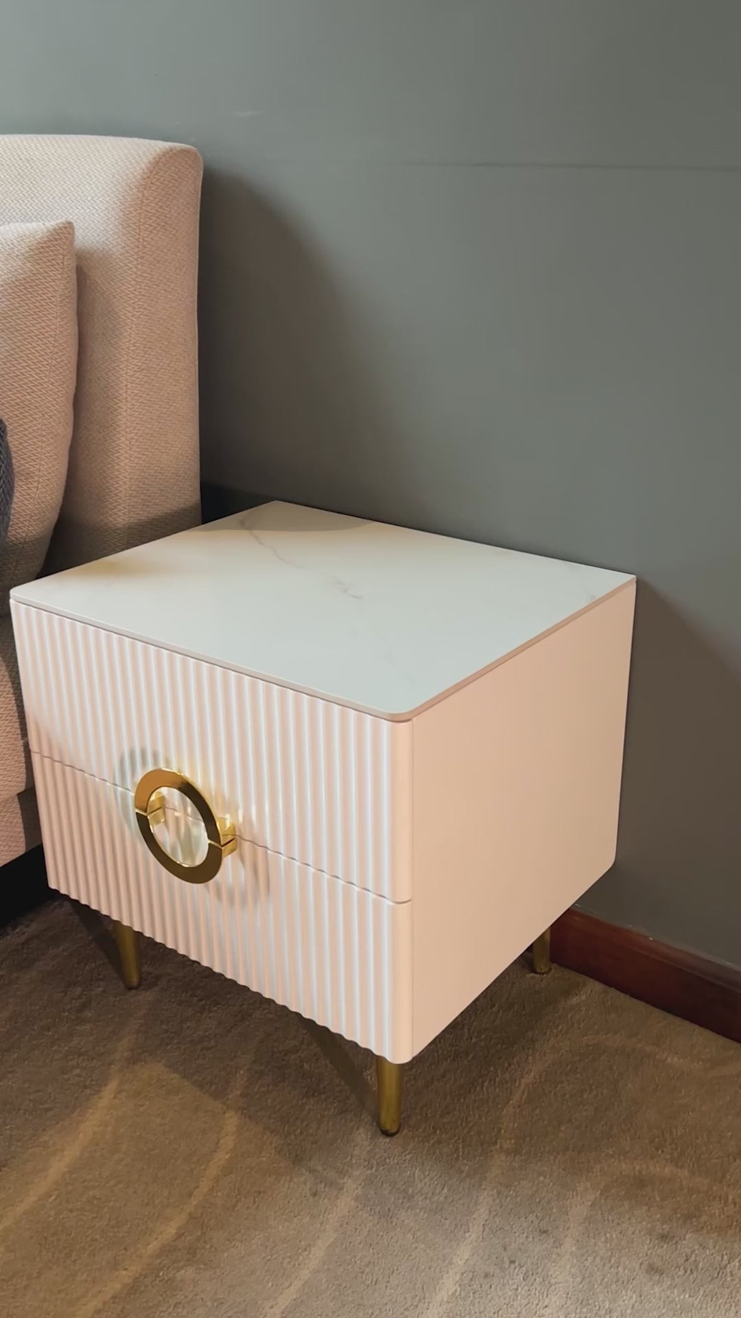 Oak Light Accent Bedside Table For Living Room