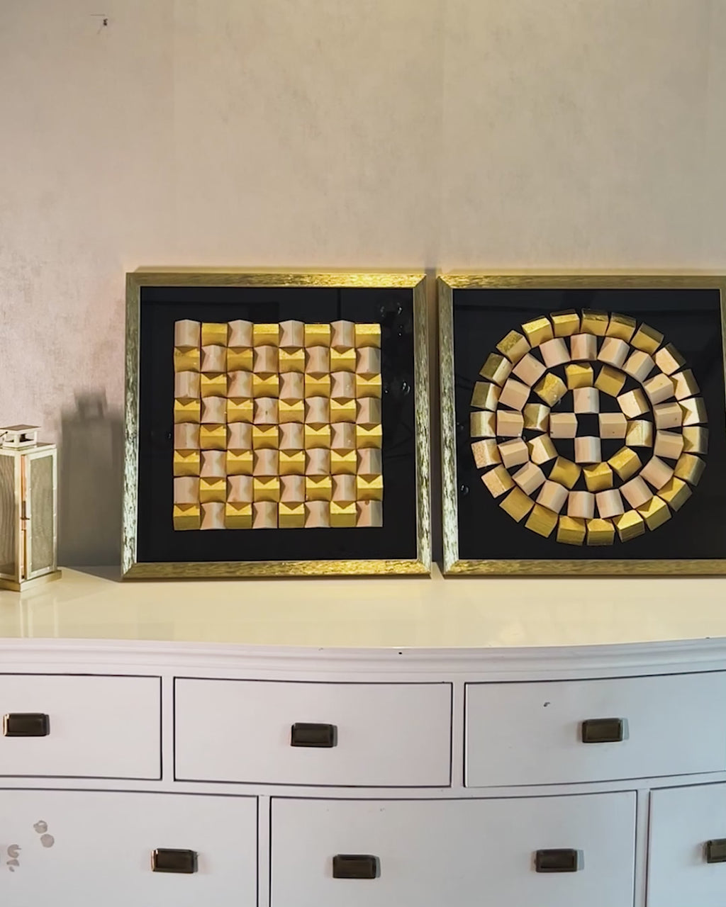 Lustrous Grid Shadow Box Wall Decoration Piece