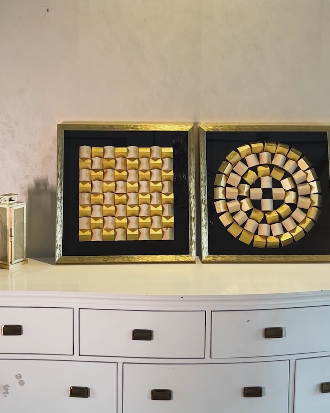 Lustrous Grid Shadow Box Wall Decoration Piece