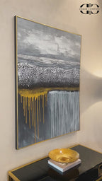 Catch the Wave Wall 100% Decorative Hand painting for Home Decor (With Outer Floater Frame) (48 x 36 Inches)